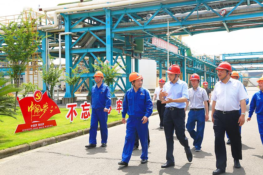 2019年7月17，在集團黨委書記、董事長俞志宏的陪同下，省國資委黨委書記、主任馮波聲到公司調(diào)研指導(dǎo)工作.jpg